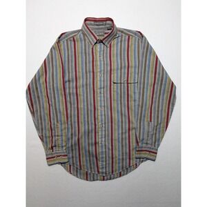 Vintage John Weitz Striped‎ Shirt Mens L Colorful 90s Button Down USA